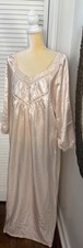 Vintage Brushed Back Satin Night Gown Womens M Victorian Lace Cottagecore