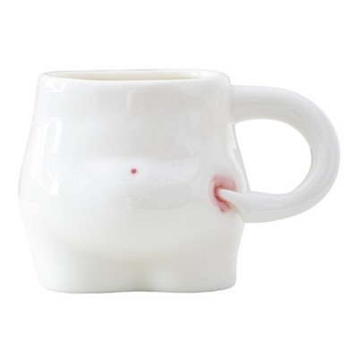 Functional Ceramic Squeeze Belly Mug Multipurpose Drinking Cup Office Drinkware