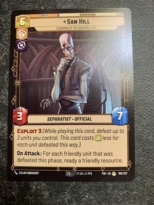 Star Wars Unlimited - San Hill 186 - Twillight Of The Republic - Regular Rare NM