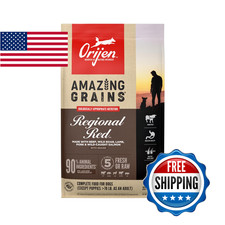 Orijen Amazing Grains High Protein Dry Dog Food Regional Red Recipe 22.5Lb Bag