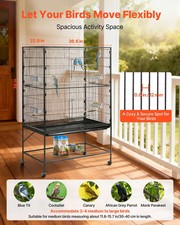 Bird Cage, 36.6 x 22.8 x 59.5 inch, Flat Top, Wrought Iron Bird Flight Cage with