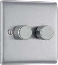 BG Electrical Intelligent Double Wall Dimmer Switch, 2 Way, Raised Profile NBS82