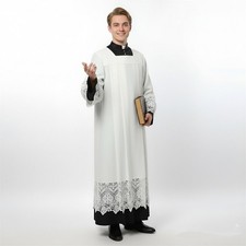 Catholic Clergy Surplice Lace Band Mass Liturgical Priest Surplice Long Robe