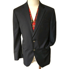 Jack Victor Black Wool Super 110s Blazer Suit Jacket Mens 48L Italy Exclusive