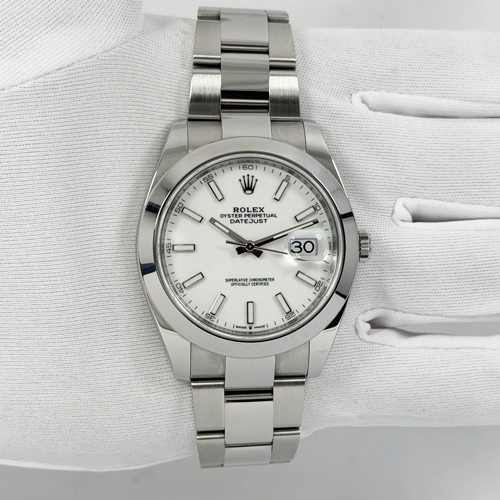 Rolex — 2024 Rolex Datejust 126300 41MM White Index Dial Stainless Steel Papers