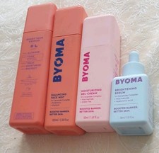 BYOMA HYDRATING SET. TONER. FACE MIST  GEL CREAM. SERUM. 2 OF THE 4 ITEMS USED