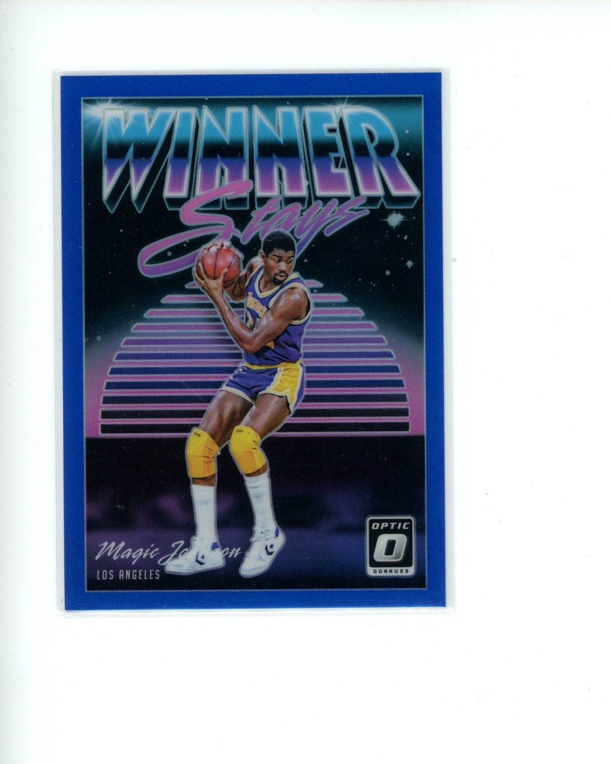 2018-19 Panini Donruss Optic Winner Stays Blue #18 Magic Johnson #d 74/85