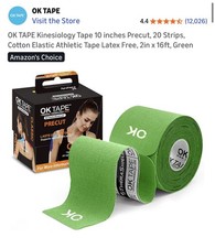 OK TAPE Kinesiology Tape 10 inches Precut, 20 Strips, Green