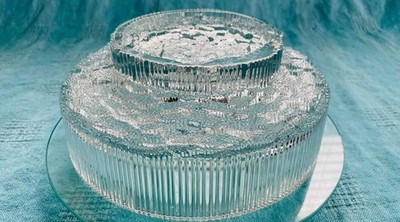 Vintage Ravenhead Glass Plate / Bowl   Topaz / Glacier   Mid-Century   Ø 20 cm