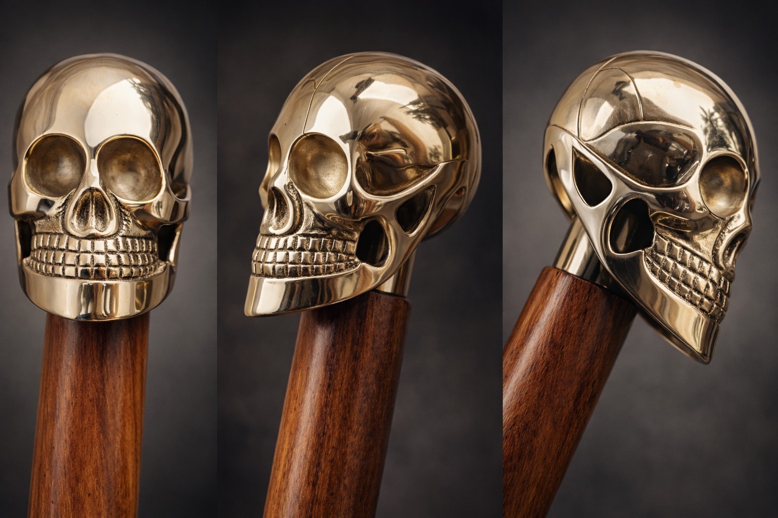 Handmade Solid Brass Skull Head Handle Walking St… - image 1