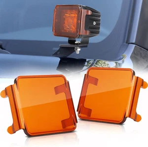 2PCS Pod Light Covers Amber 3 Inch LED Light Bar Cover Amber LED Pods 3X3 Square - Picture 1 of 12