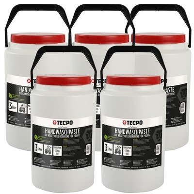 TECPO HANDWASCHPASTE 5x3L WERKSTATT HAND-REINIGER REINIGUNGSPASTE SEIFE CITRUS