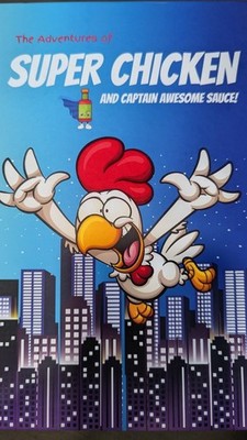 Box Super Chicken Yellow & Red Plush Hot sauce holder w/ Zip-up pouch 