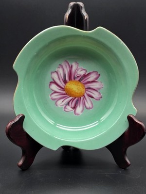 Giftcraft Occupied Japan Green Handpainted Pink Flower Porcelain Bone China