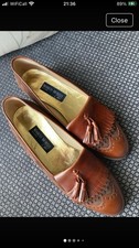 Marco Moreo Club Italian Leather Tan Tassel Loafers 40 7