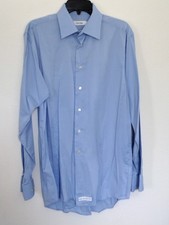 Men's CALVIN KLEIN DRESS SHIRT Size 16 34/35 Long sleeve Button up Cotton Sky bl