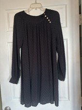 Loft,  Above The Knee, Long Sleeve Lined, Black Dress ,Medium