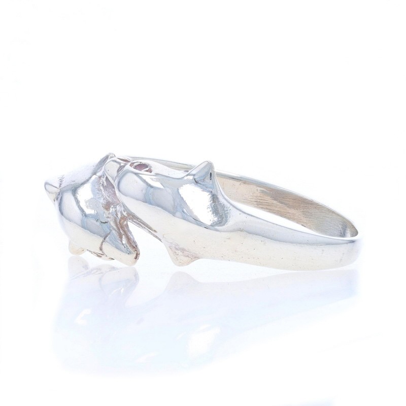 Sterling Silver Dolphin Duo Statement Bypass Ring… - image 3