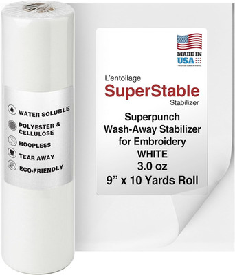 Superpunch Wash-Away Water Soluble Stabilizer for Embroidery - 9 Inch X 10 Yard 