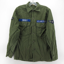 VGT US Air Force Shirt Men 14 1/2 Green OG-107 Airman Rank Military Sateen 60s