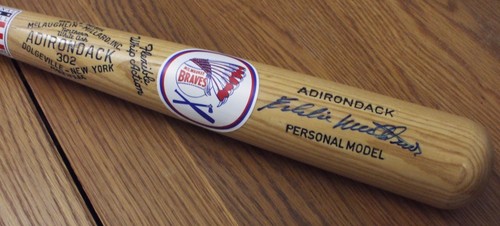 EDDIE MATHEWS AUTO MILWAUKEE BRAVES ADIRONDACK PERS. PRO MODEL BASEBALL BAT-JSA - Picture 4 of 10