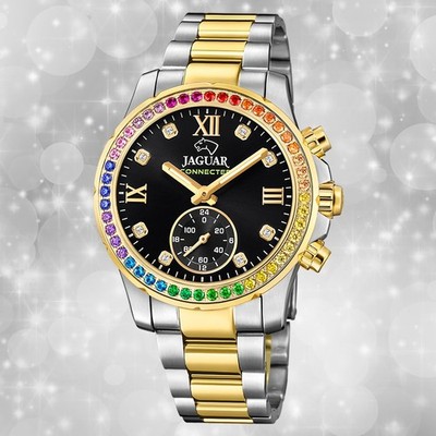 Jaguar Damenuhr Edelstahl silber gold Jaguar Connected Armbanduhr UJ982/5