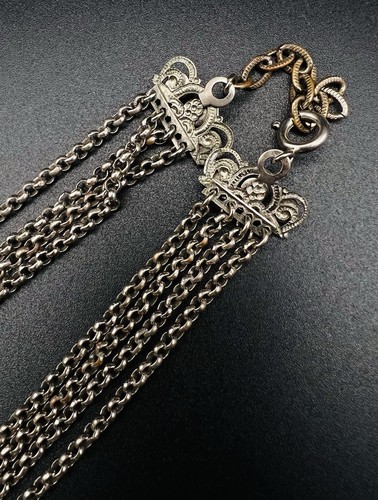 Art Deco Silver Tone Cabochon Choker Floral Designs Necklace - Picture 11 of 12