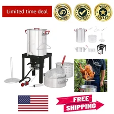 Luxury 30 Qt. Turkey Fryer & 10 Qt. Fish Fryer Set - 50,000 BTU Outdoor Cooking