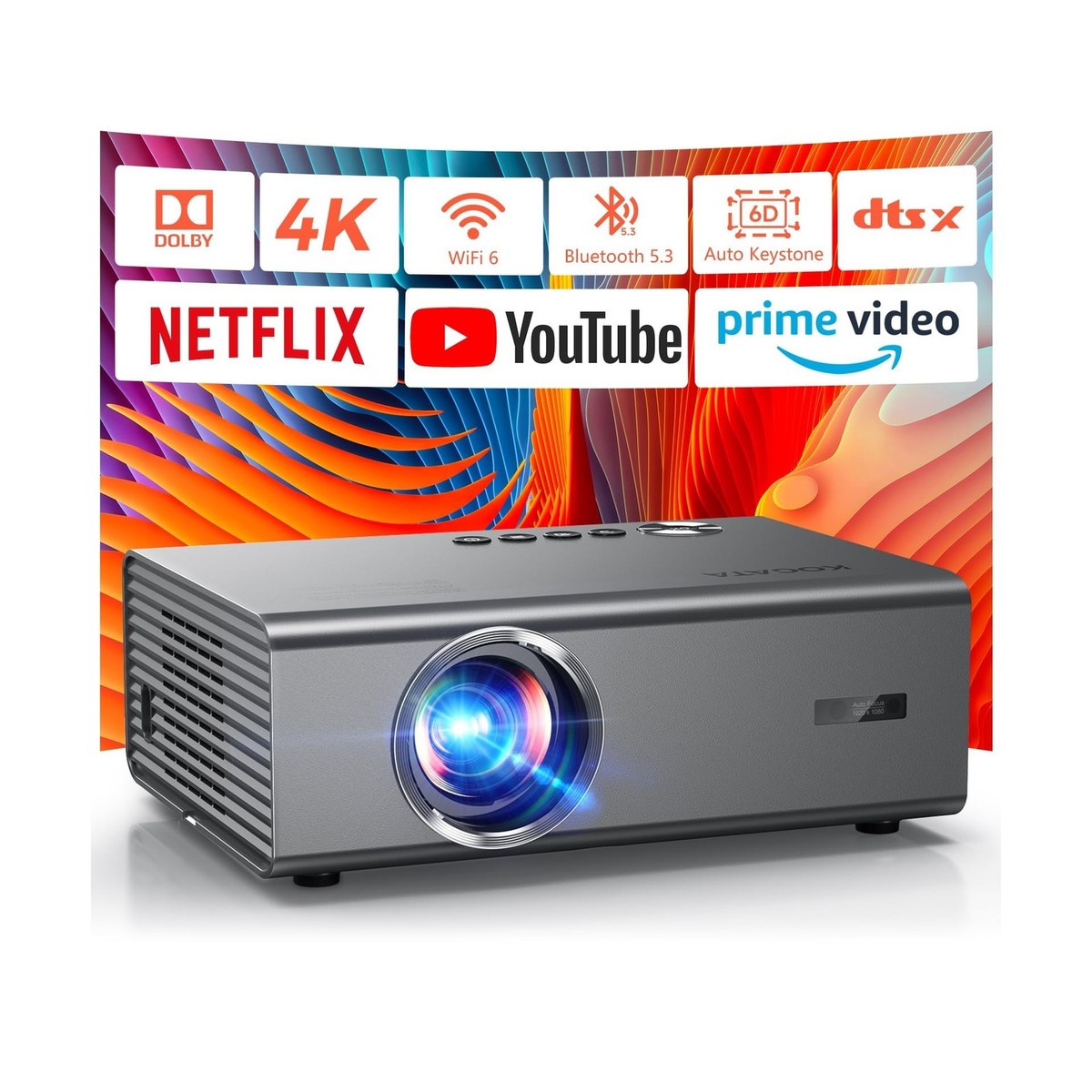 Kogata GC357 4K Smart Projector - Netflix, WiFi, Bluetooth