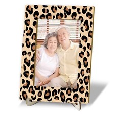 Tabletop Wood Photo Frame, Leopard Desktop Picture Frame with Stand, Girls