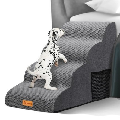 Topmart High Density Foam Dog Steps 4 Tiers,Extra Wide Deep Pet Steps,Non-Sli...