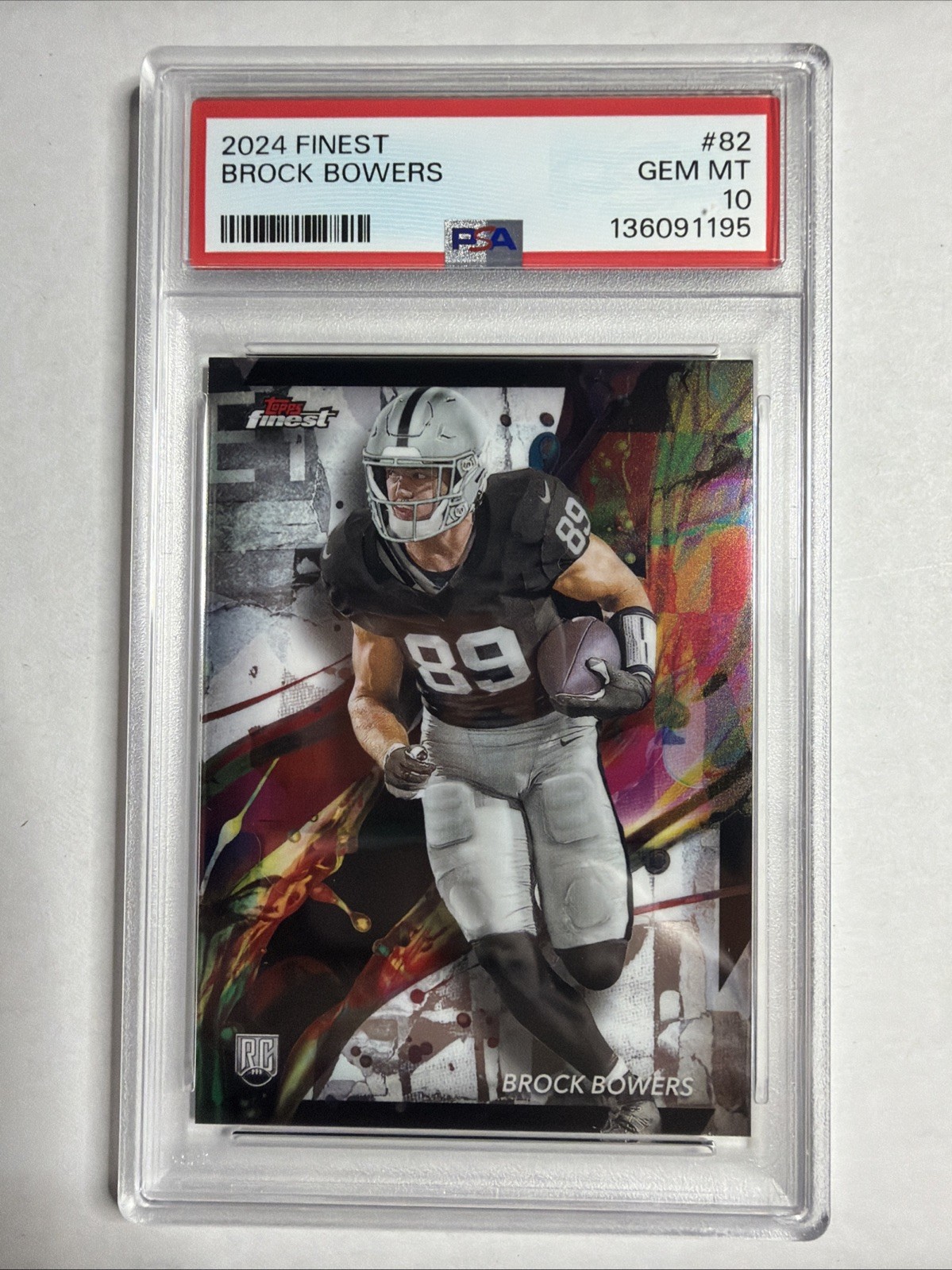2024 TOPPS FINEST REFRACTOR #82 BROCK BOWERS RC PSA 10