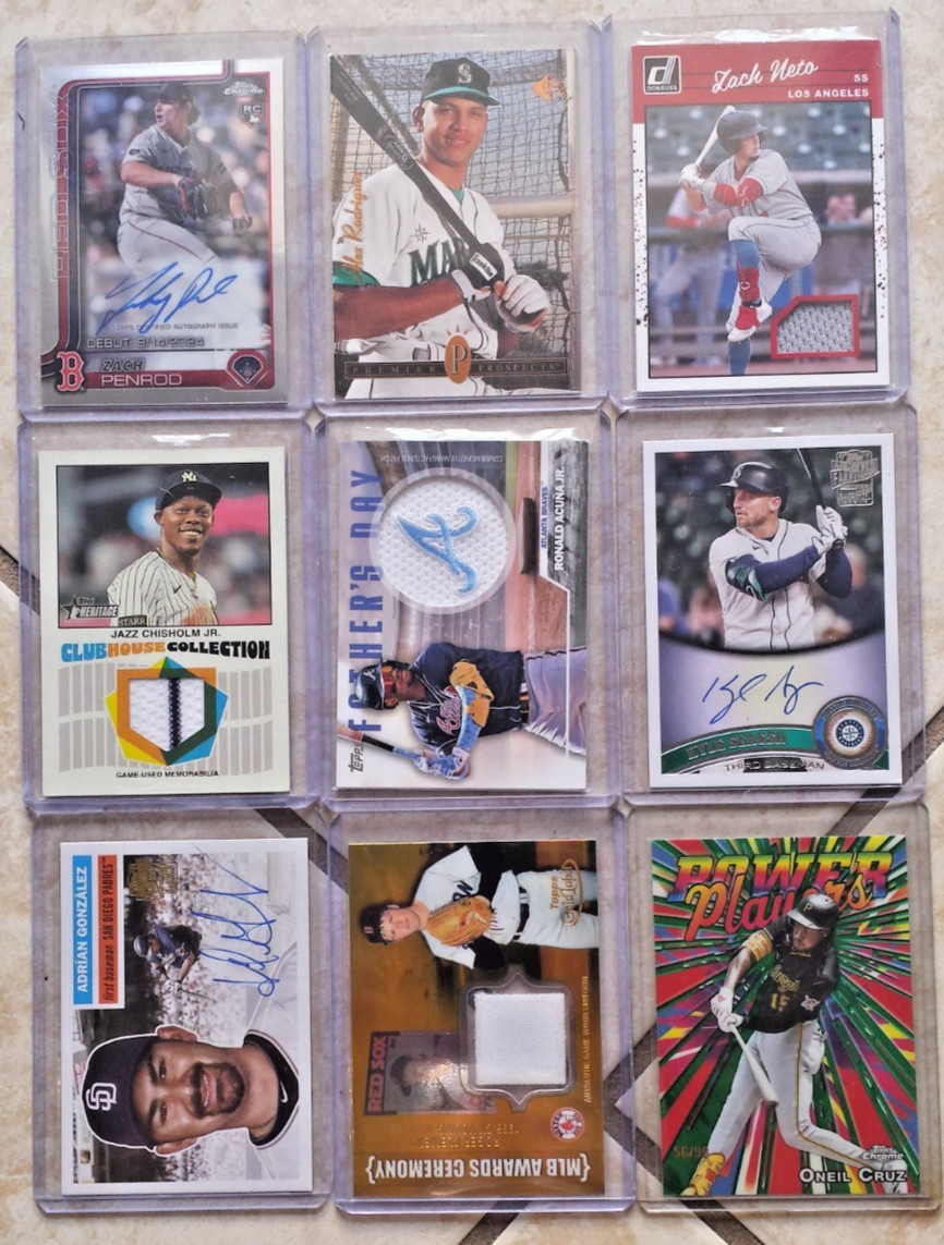 HUGE AUTO, JERSEY, GAME USED, ROOKIE, BASEBALL CARD LOT!!! LOADED!!!