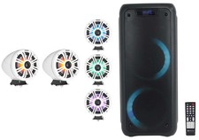 2 KICKER KMFC65 6.5" Marine White LED Surface Mount Speakers House Party Speaker