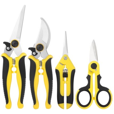 4 Pack Garden Tool Set - Heavy Duty Pruning Shears & Garden Scissors for Gard...