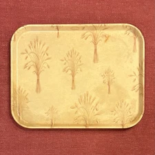 Vintage Fiberglass Tray with Wheat Bundles Design