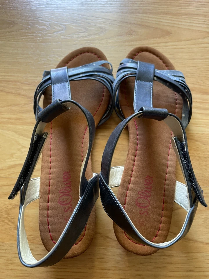 S.Oliver Women's Sandals Ankle-Strap Blue /Jeans/Stars Size 7 EUC - Image 3 of 4
