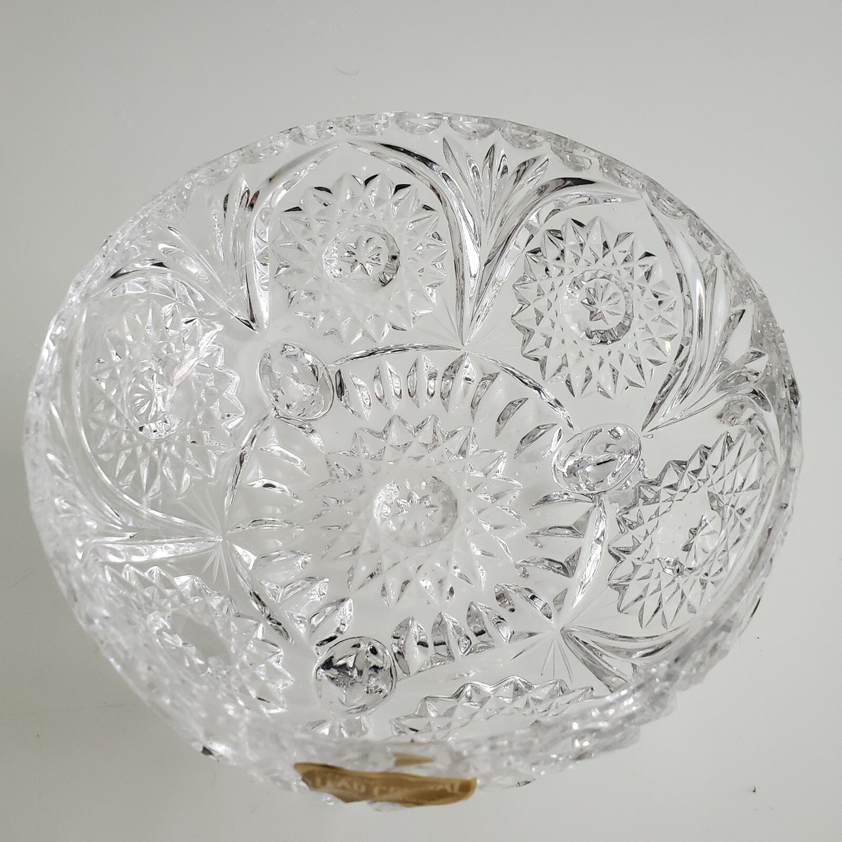 Vintage Hand Cut Footed 24 PBO Lead Crystal Glass Bowl Western