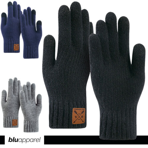 Soft Touch Screen Warm Winter Thermal Gloves Men Women Elastic Cuff Knit Stretch - 第 1/9 張圖片