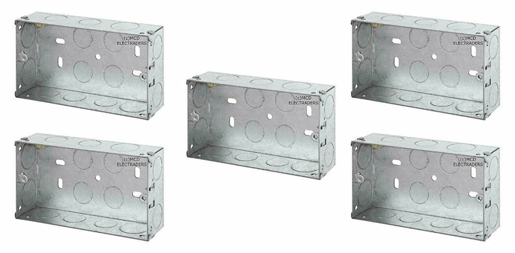 5 x Click WA096 Flush Steel Mounting Box Double 2 Gang 35mm Deep