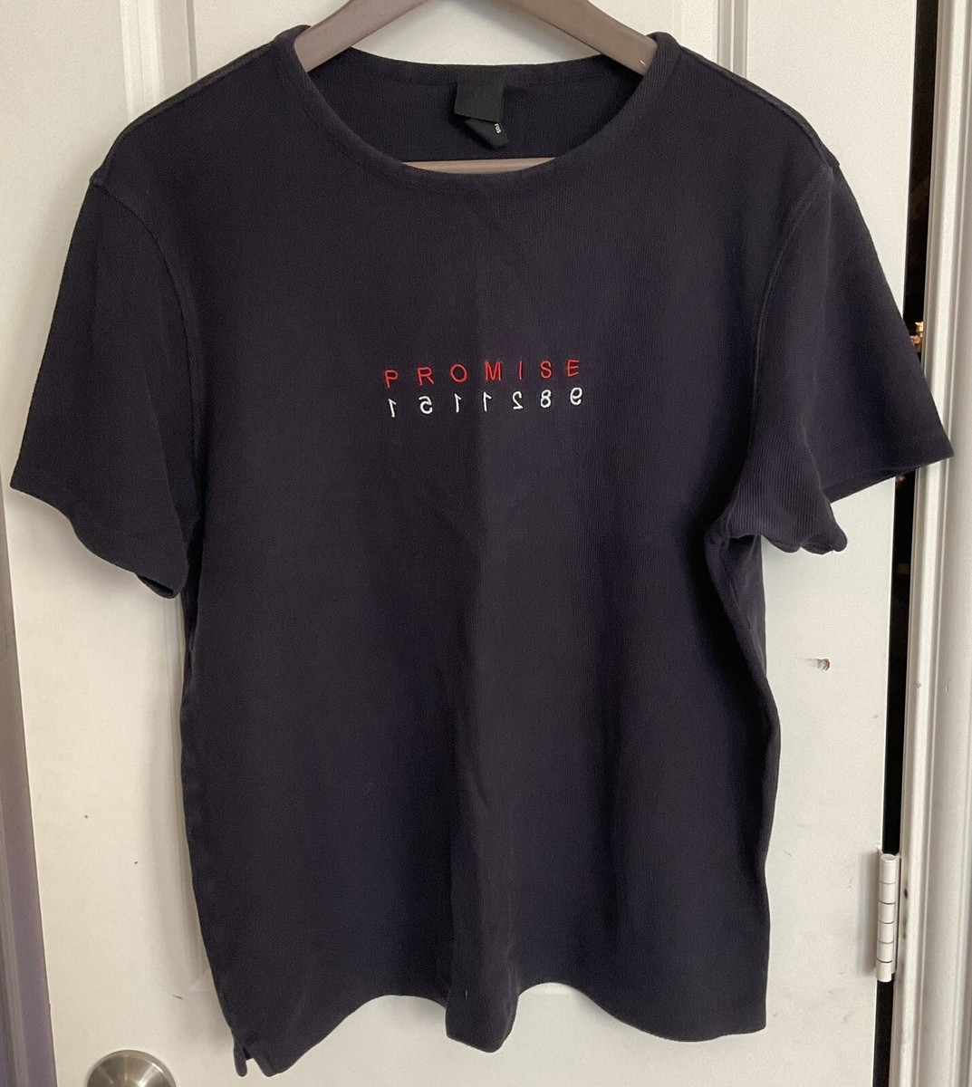 H&M T Shirt Mens Large Short Sleeve Dark Navy - Promise