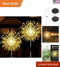 Outdoor Solar Lights Firework, 2 Pack 120 LEDs Waterproof Solar Lights for Ou...