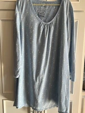White Stag Blue Star Nightshirt Flannel Long Sleeve Gown Soft Sz 2XL 3XL Pajamas