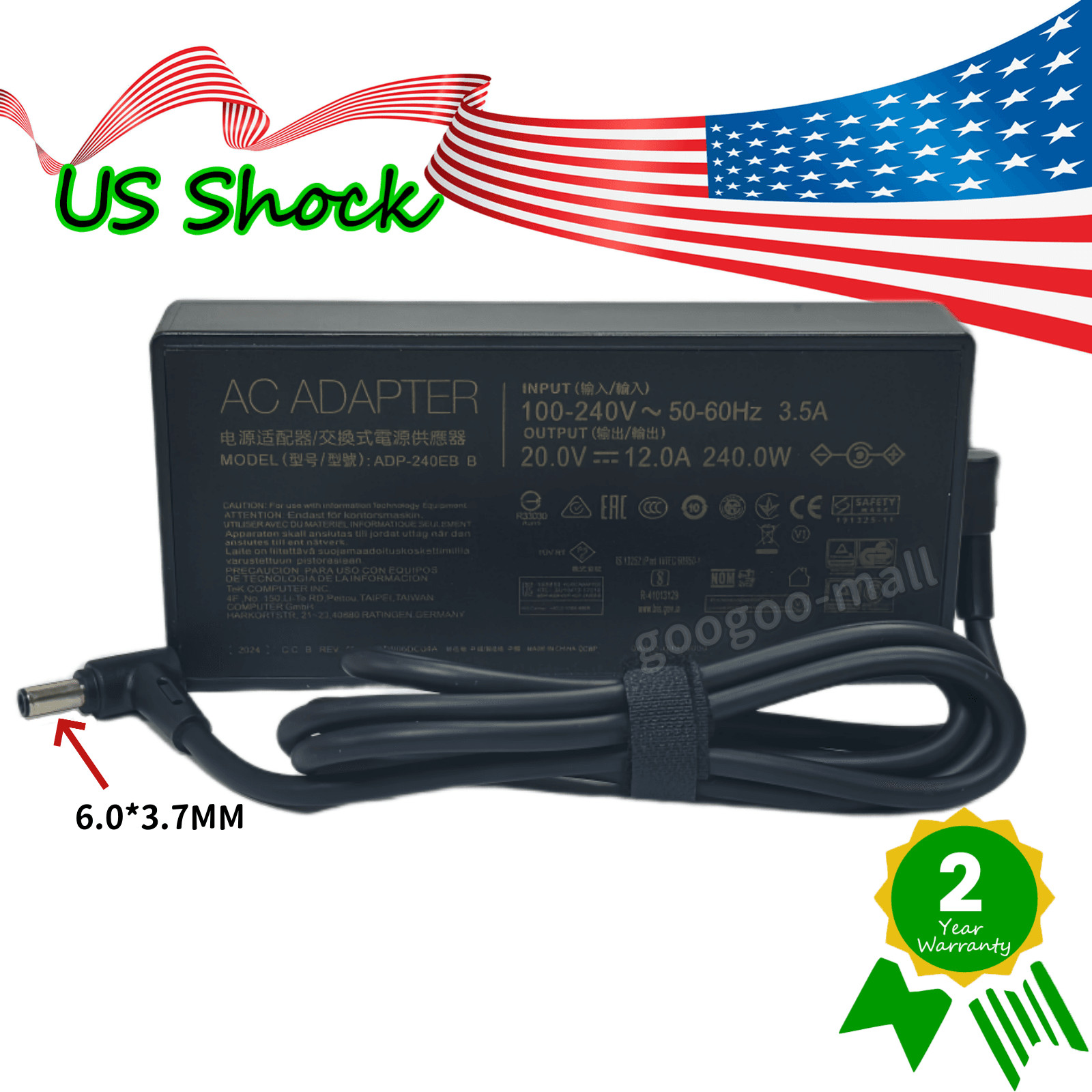 Genuine ADP-240EB B 240W 20V AC Adapter Charger for ASUS ROG Strix SCAR/Zephyrus