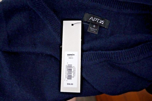 NEW Apt. 9 Merino Men's Long Sleeve Solid V-Neck Pullover Sweater Navy Size S - Picture 7 of 7