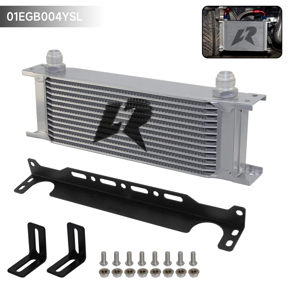 Universal 13 Row Engine Stacked Plate Oil Cooler Aluminium AN10+Mounting Bracket - Image 2 of 4