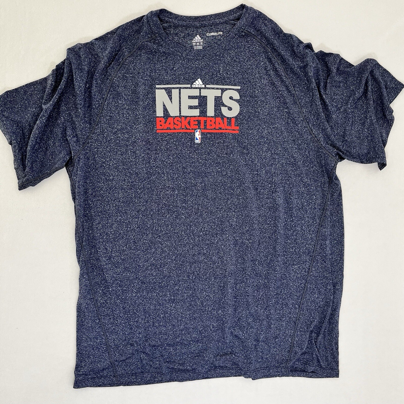Adidas Brooklyn Nets Men's 3XLT T-Shirt Heather Blue Gray Team Issued NBA New