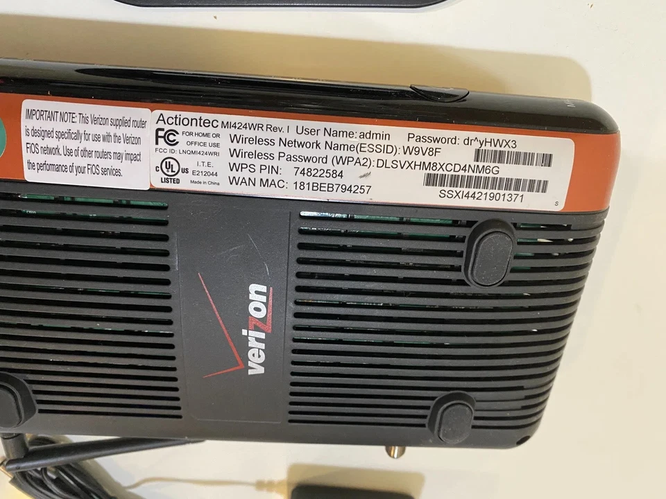Verizon FIOS Actiontec MI424WR Rev 1 Wireless Router Cable Modem w/ Power Supply - Image 3 of 4