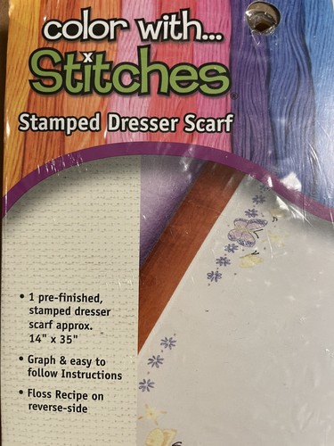 Janlynn Counted Cross Stitch BUTTERFLY TABLE RUNNER KIT Flowers 15”x35” NIP New - Picture 4 of 8
