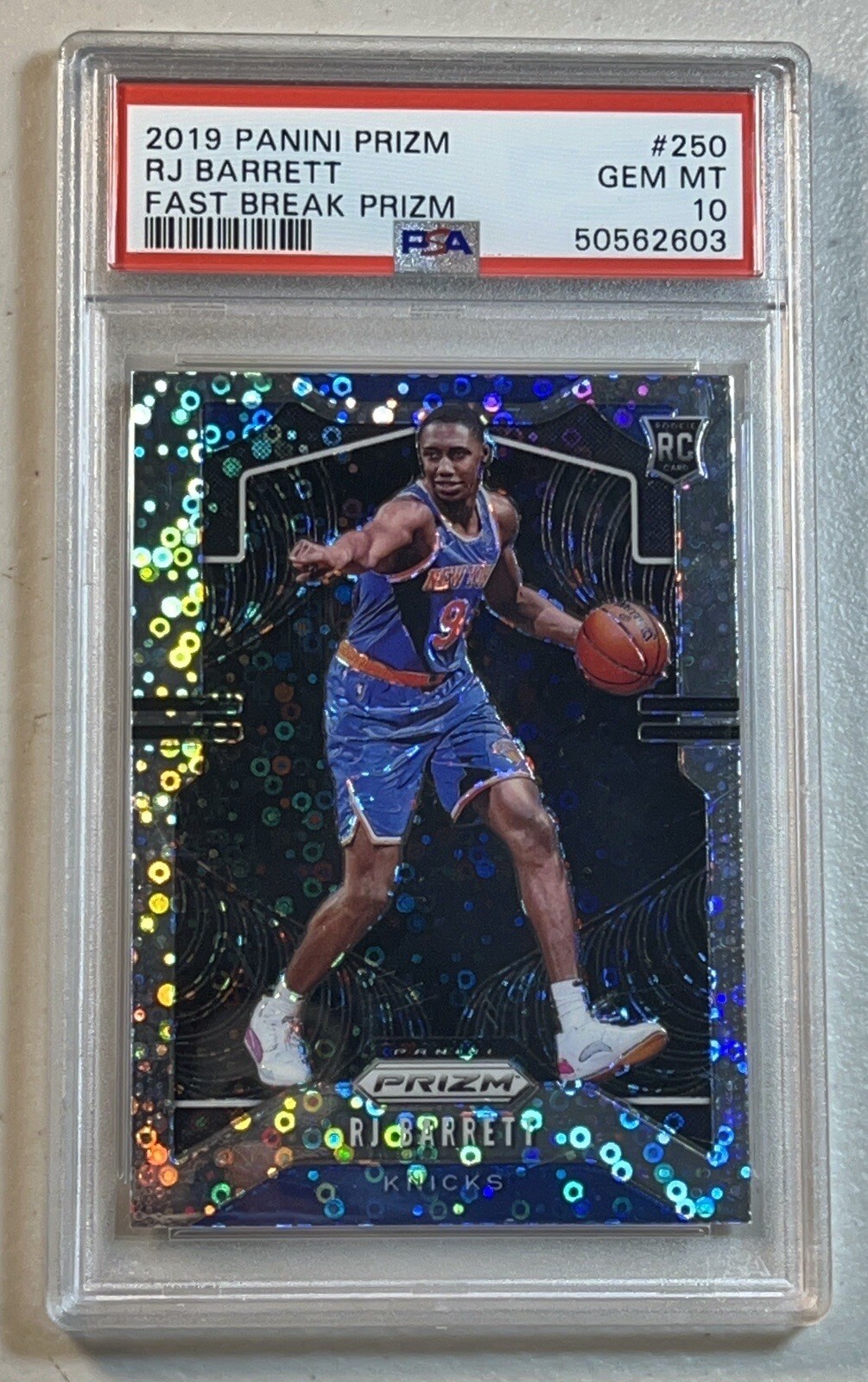 RJ Barrett PSA 10 2019-20 Panini Prizm Fast Break Rookie RC Gem #250 Knicks